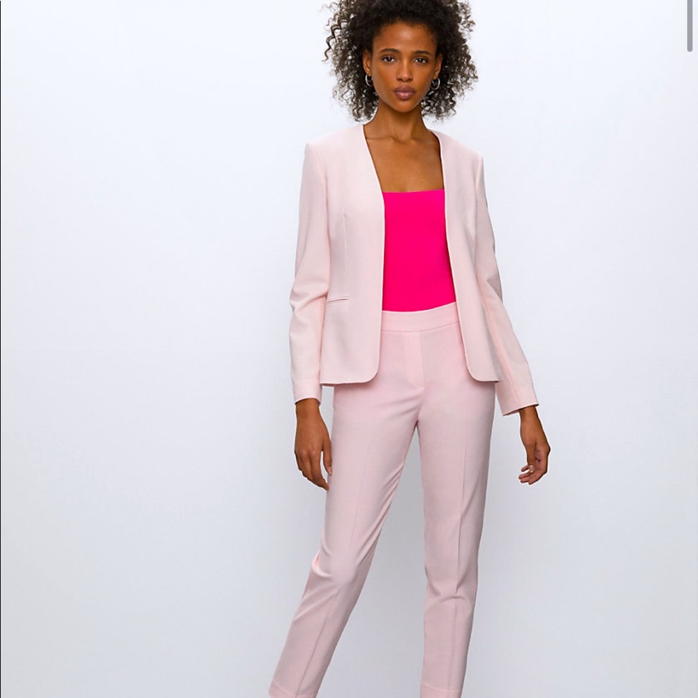 Aritzia Pale Pink Blazer & Pants Suit with Hot Pink Top